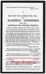 Godderis Aloisius zoon van Leopold en Sophie Persyn, overleden te Ghyverinchove, den 25 September 1931.